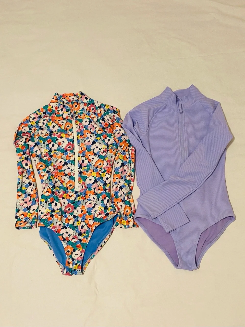 GAP Kids Floral Zip One-Piece & Lavender Long-Sleeve Rashguard Set of Two